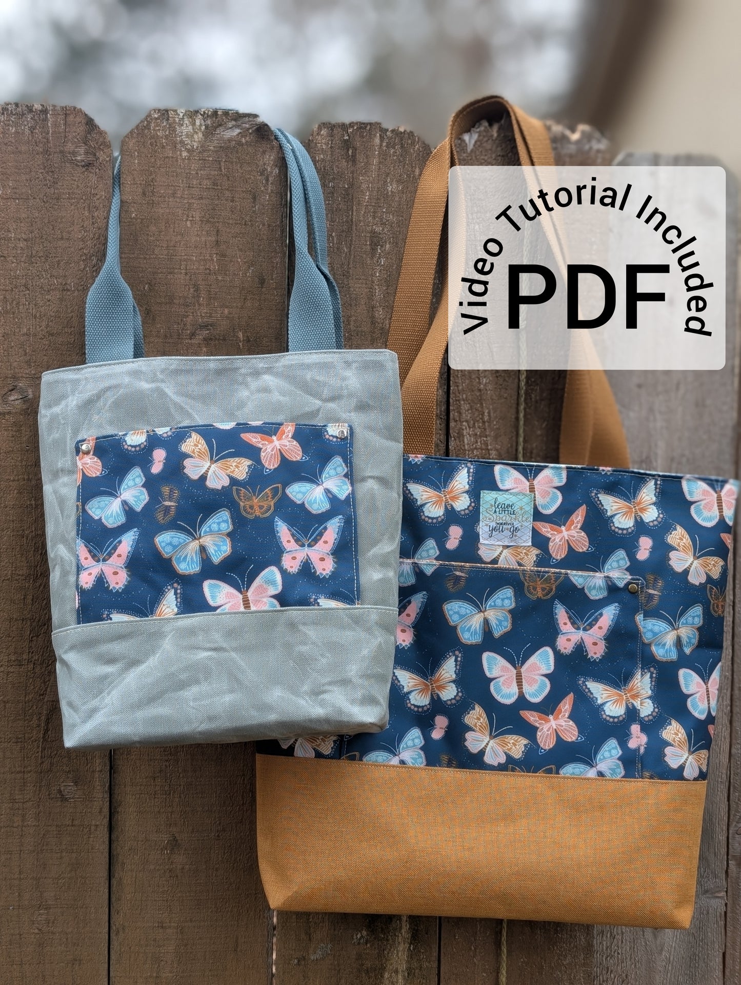 Fundamental Tote Bag sewing pattern, 3 styles, 2 sizes