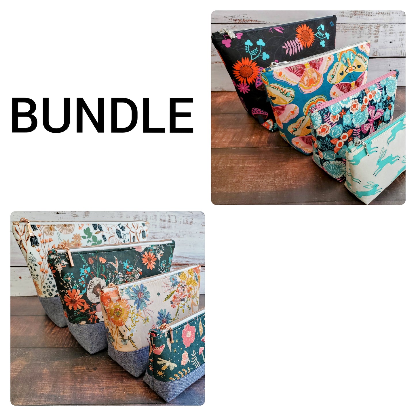 BUNDLE: Fundamental Zipper Pouch + Contrast Bottom Add-On Sewing Patterns