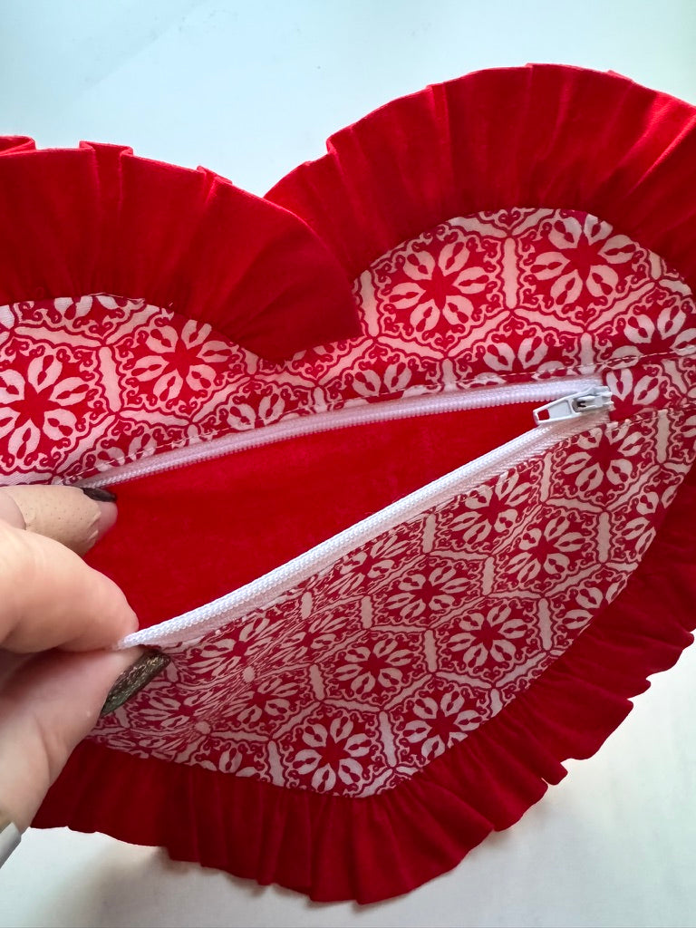 Ruffle Heart Zipper Pouch Sewing Pattern