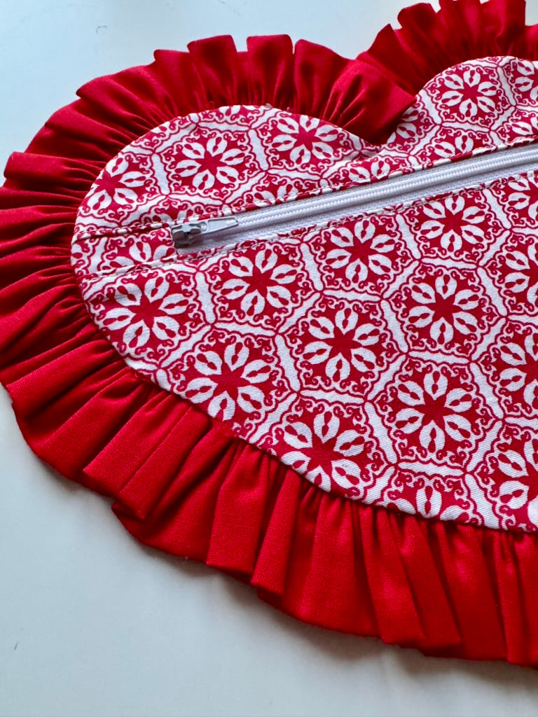 Ruffle Heart Zipper Pouch Sewing Pattern