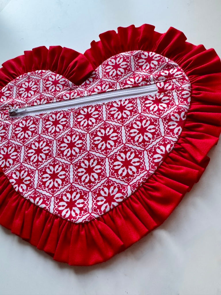 Ruffle Heart Zipper Pouch Sewing Pattern