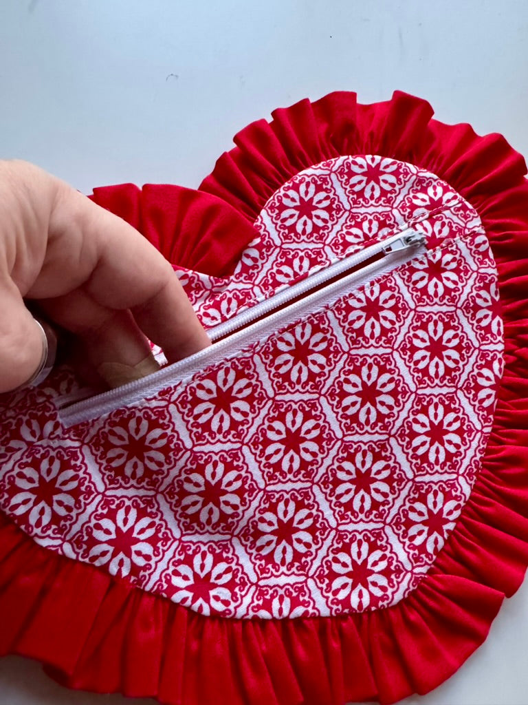 Ruffle Heart Zipper Pouch Sewing Pattern