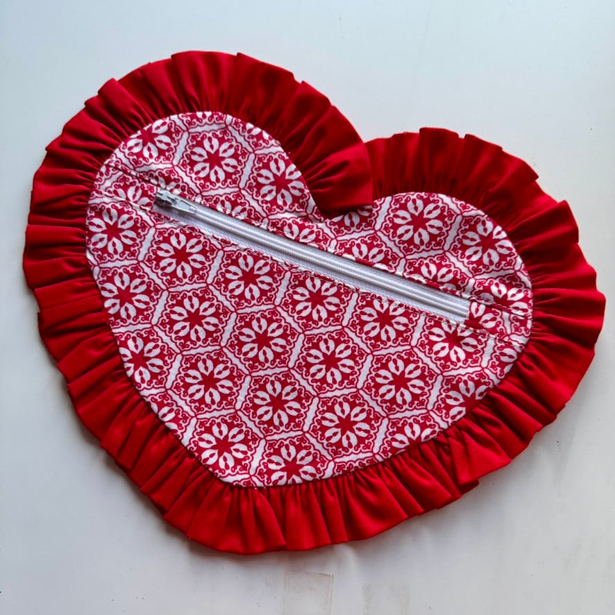 Ruffle Heart Zipper Pouch Sewing Pattern
