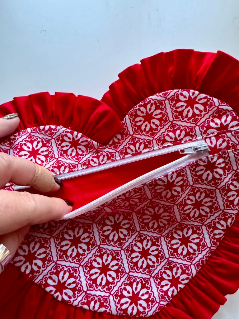 Ruffle Heart Zipper Pouch Sewing Pattern
