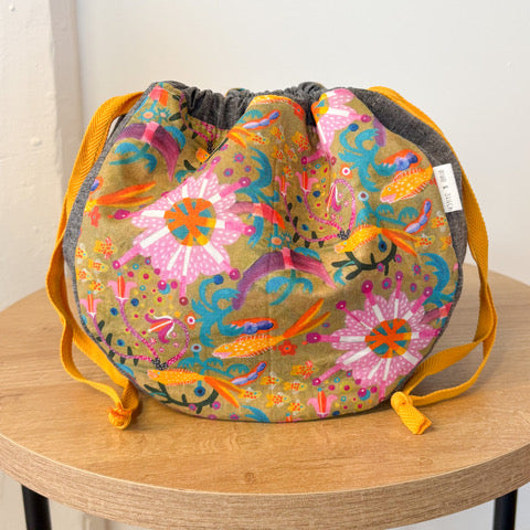 Saori Drawstring Pouch PDF sewing pattern + video tutorial: 3 sizes