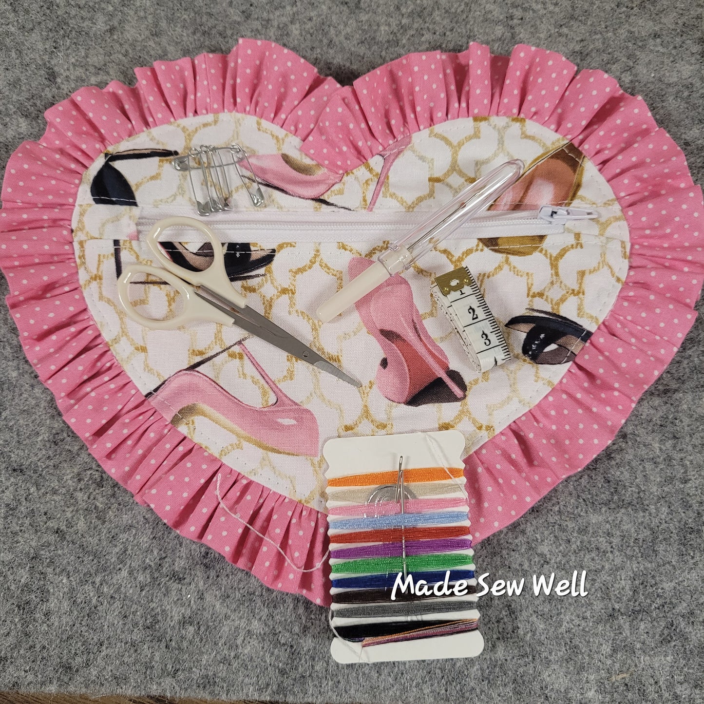 Ruffle Heart Zipper Pouch Sewing Pattern