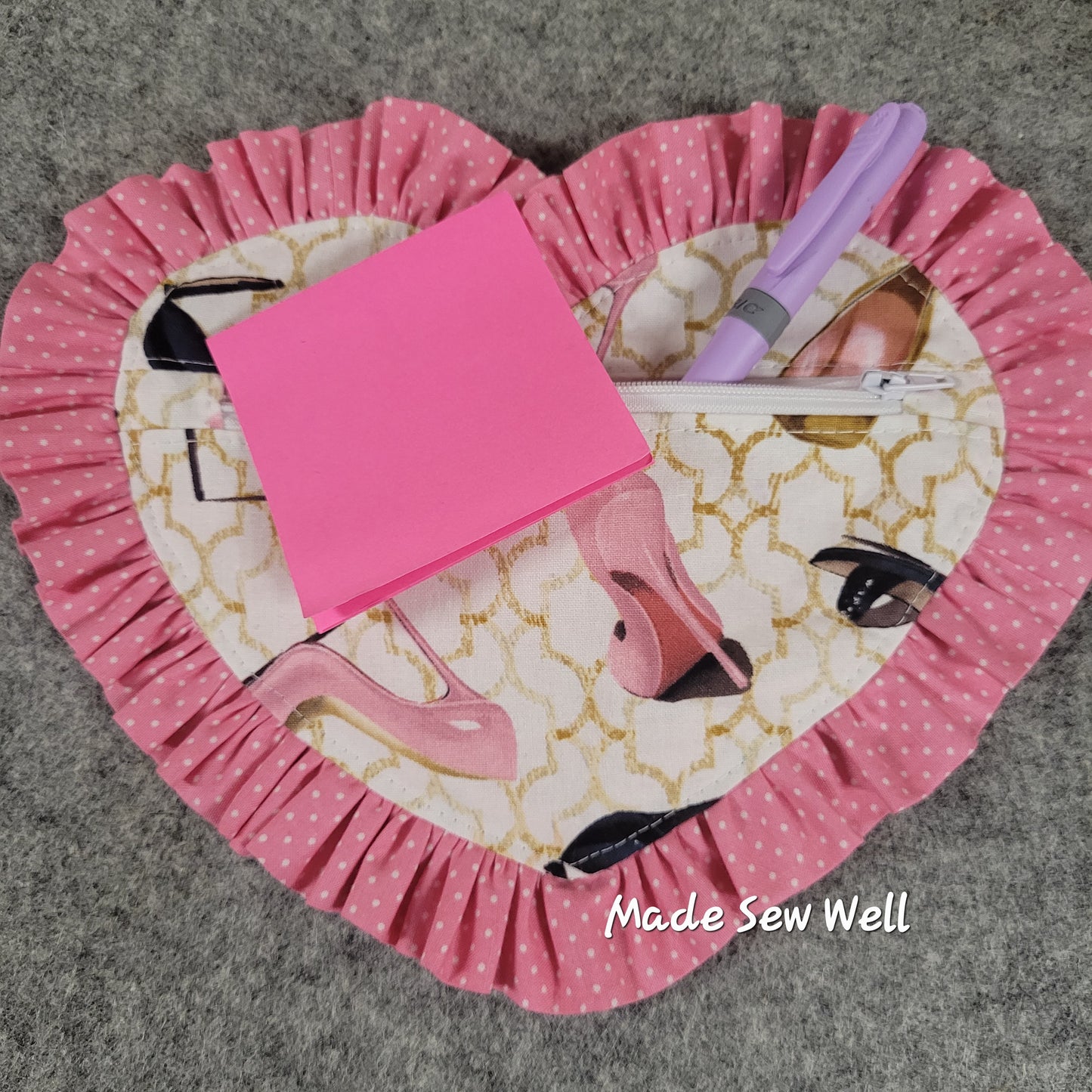 Ruffle Heart Zipper Pouch Sewing Pattern