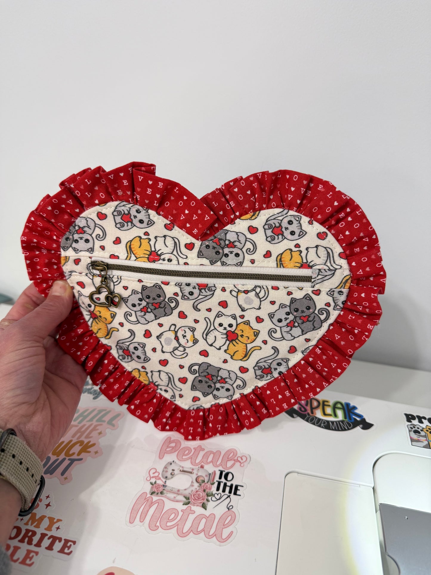 Ruffle Heart Zipper Pouch Sewing Pattern