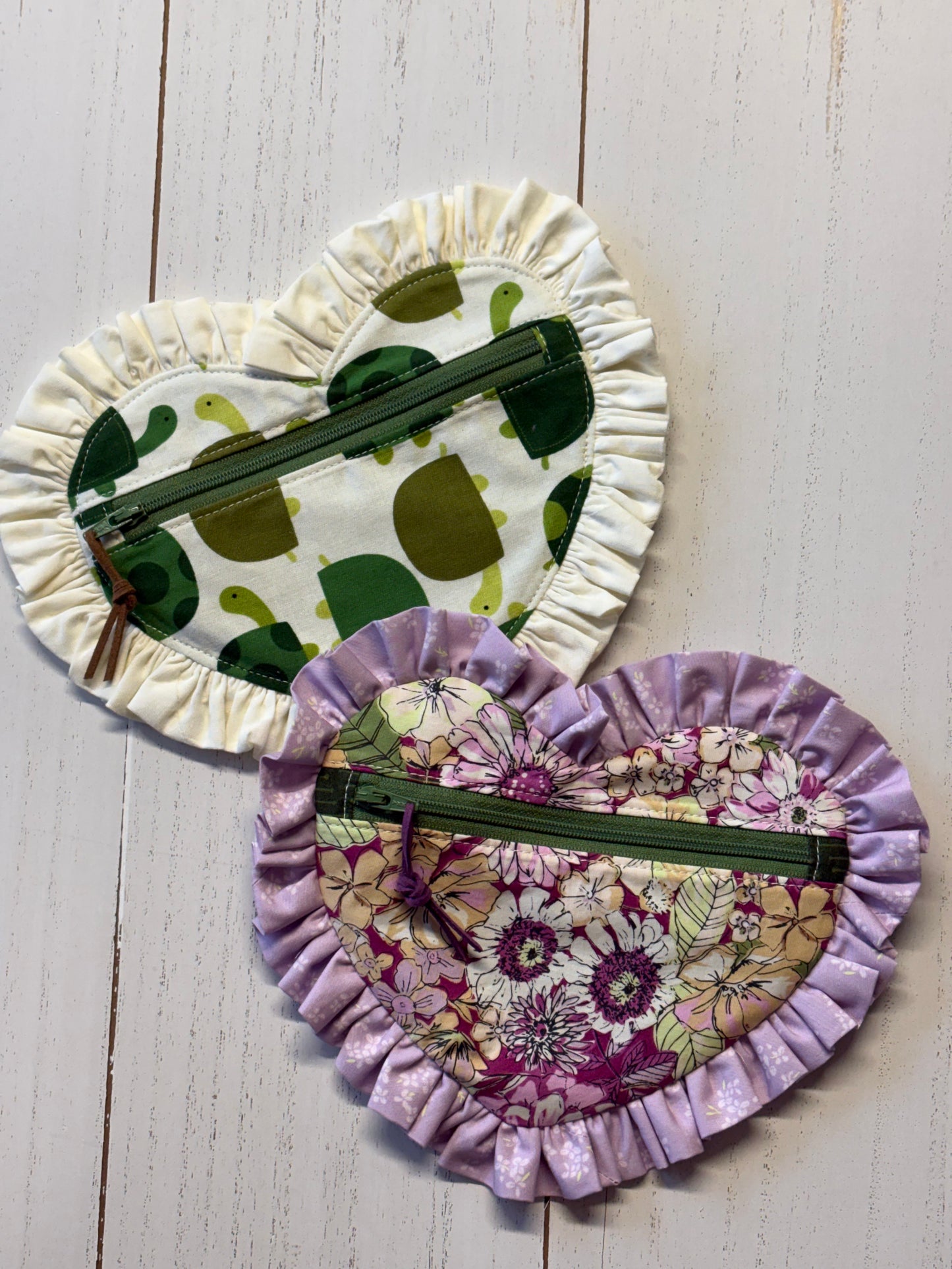 Ruffle Heart Zipper Pouch Sewing Pattern