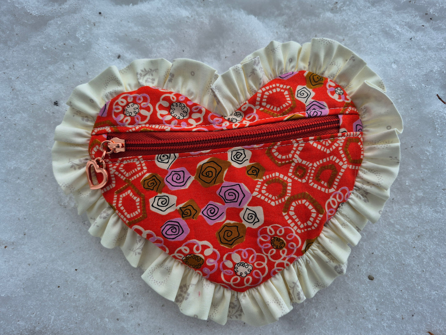 Ruffle Heart Zipper Pouch Sewing Pattern