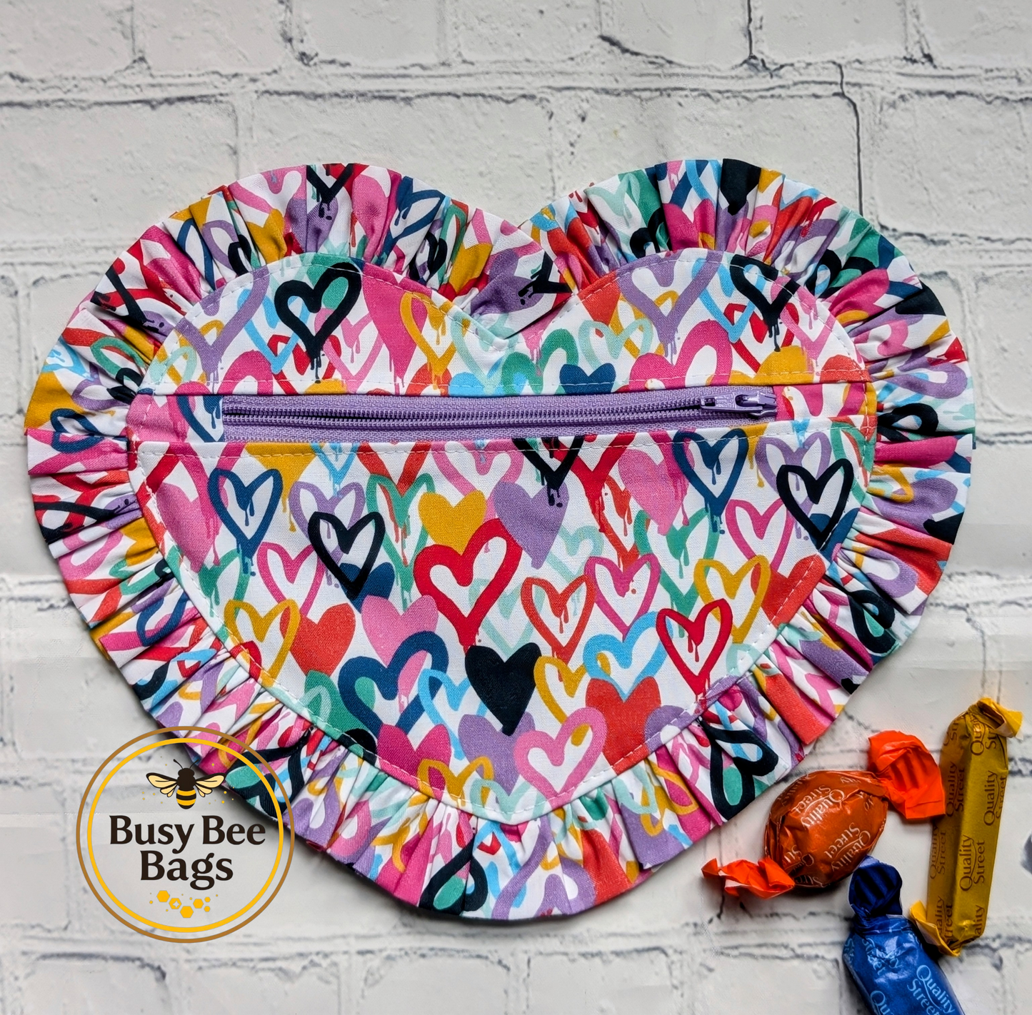 Ruffle Heart Zipper Pouch Sewing Pattern