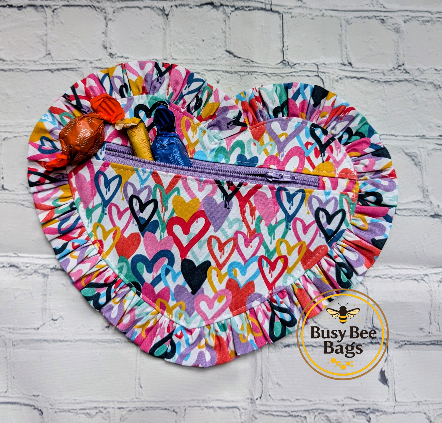 Ruffle Heart Zipper Pouch Sewing Pattern